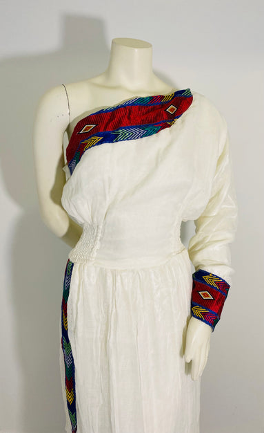 Long Sleeve One Shoulder Habesha Dress