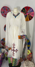 Load image into Gallery viewer, Habesha Dress Multi Color Tilet (ሐገር ልብስ) “Tsehay”
