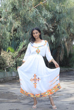 Load image into Gallery viewer, Habesha Dress with orange tilet “Birtukan 1”
