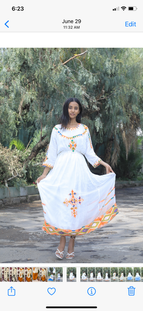 Habesha Dress with orange tilet “Birtukan 1”