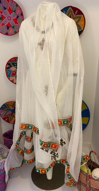 Habesha dress with multi color Tilet “elsa1”