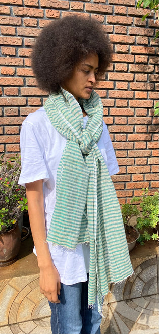 Green/White Stripes scarf