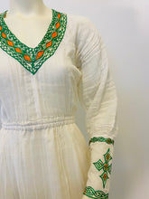 Load image into Gallery viewer, Habesha Dress with Green and Orange Tilet (የሐገር ልብስ) “Rahel”
