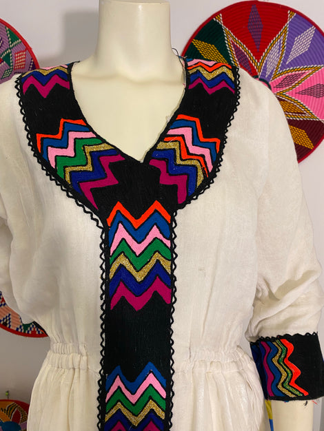 Habesha Dress with Black Tilet (የሐገር ልብስ) 