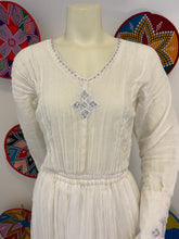 Load image into Gallery viewer, Traditional Nech be Nech  Habesha dress with silver Cross Tilet
