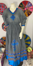 Load image into Gallery viewer, Hand woven cotton grey habesha dress with pink Tilet
