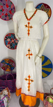 Load image into Gallery viewer, Habesha Dress with Orange Tilet  (የሐገር ልብስ) “Delina”
